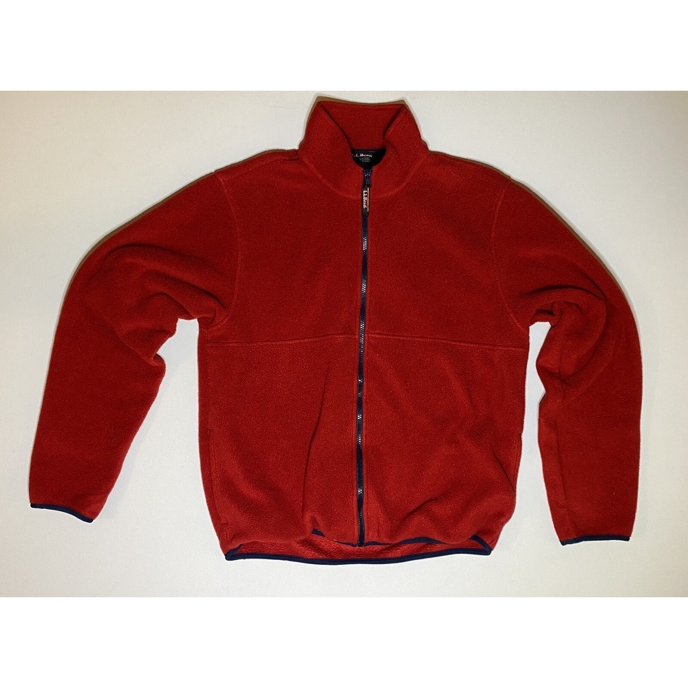 Vintage LL Bean Fleece Jacket Full Zip Mens Medium Made in USA Red OFY23